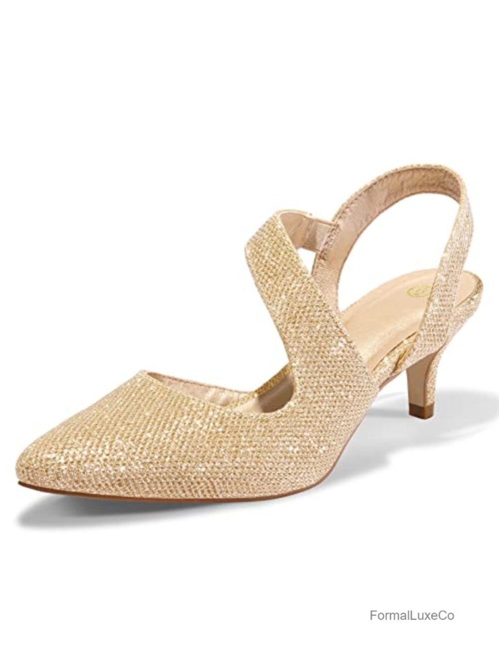 Women's 2 Inch Kitten Heel Slingback Pumps Pointed Toe Wedding Dress Shoes